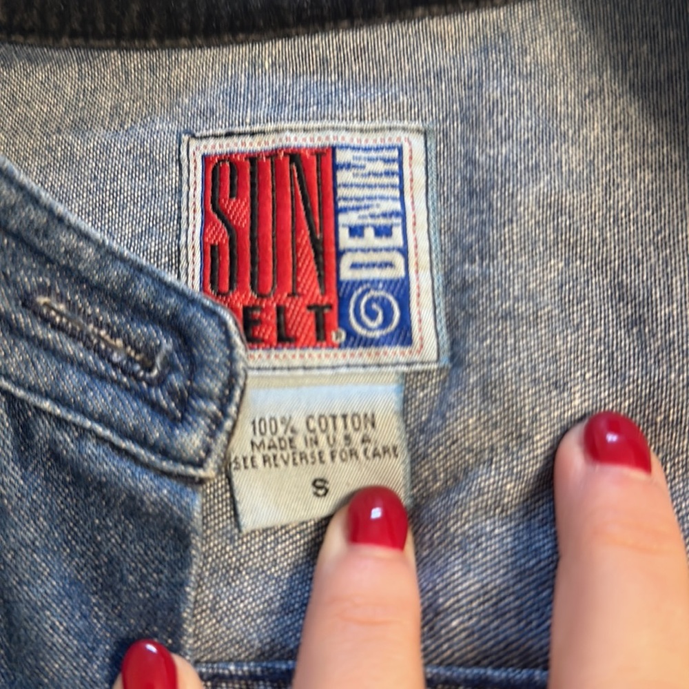 Vintage SunBelt denim/velvet/silver oversized Small - Picture 5 of 8